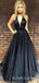 Black Deep V Neck Sexy Simple Cheap Long Party Prom Dresses, BG51564