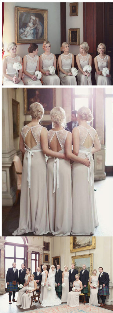 Charming Open Back Lace Top Illusion Cheap Bridesmaid Dresses, BG51074 - Bubble Gown
