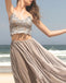 Grey Sexy Lace Two Pieces Cheap Long Beach Prom Dresses, BG51518 - Bubble Gown
