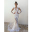 Sexy Lace Long Sleeves Mermaid Seen Through Long Prom Dresses, BG51534