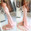 Blush Pink Halter Mermaid Sexy Lace Long Bridesmaid Dresses, BG51550