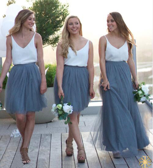 Long/Short Cheap Tulle Inexpensive Wedding Party Bridesmaid Dresses, BG51557