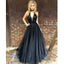 Black Deep V Neck Sexy Simple Cheap Long Party Prom Dresses, BG51564 - Bubble Gown