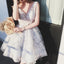 Cute V Neck Unique Lace Seen Through Short Cheap Homecoming Dresses, BG51571 - Bubble Gown