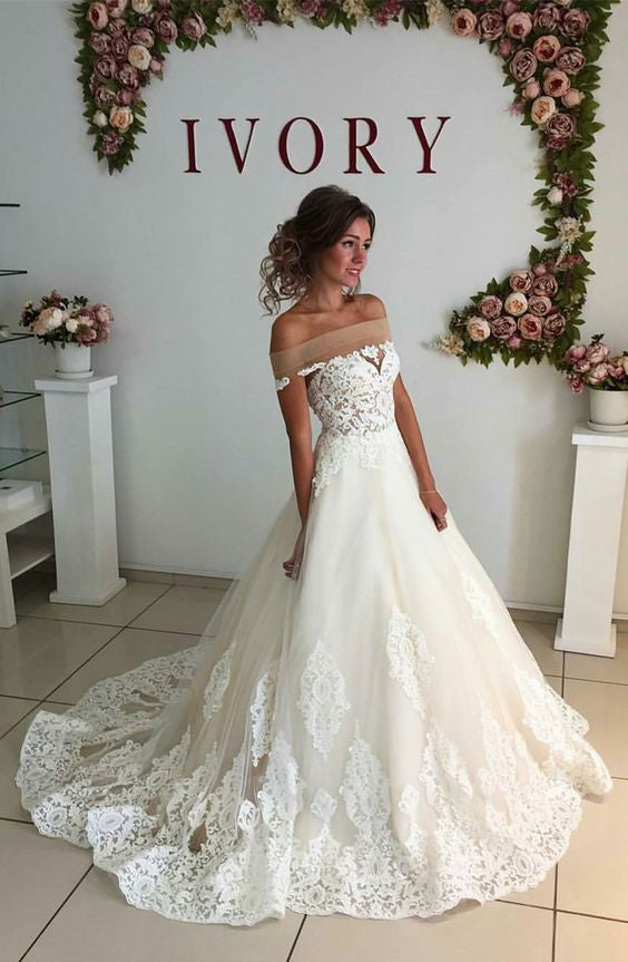 Affordable Lace Unique Off the Shoulder Online Charming Long Wedding D BubbleGowns Affordable Lace Unique Off the Shoulder Online Charming Long Wedding D BubbleGowns