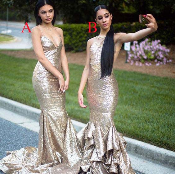 Gorgeous Sequin Sexy Mermaid Mismatched Long Bridesmaid Dresses, BG515 –  BubbleGowns