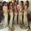 Sexy Mermaid Mismatched Side Split Sequin Long Wedding Bridesmaid Dresses, BG51594