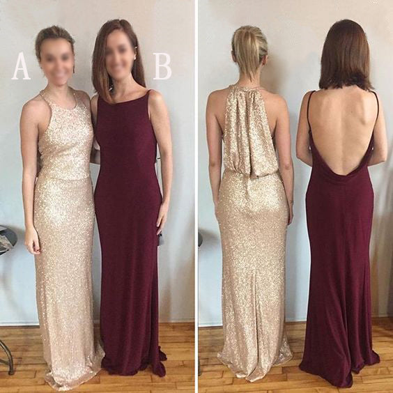 mismatched sequin bridesmaid dresses Shiny Burgundy Sequins Bridesmaid Dresses Long Mismatched Bridesmaid D   kateprom