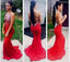 Red Sexy Backless Mermaid Women Long Prom Dresses, BG51151