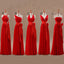 A Line Mismatched Junior Red Long Bridesmaid Dresses with Bow, BG51283