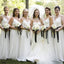White Spaghetti Strap Cheap Long Bridesmaid Dresses, BG51270
