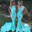 Blue Mermaid Mismatched Sexy Long Wedding Party Dresses, BG51391