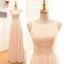 Bateau Lace Top Blush Pink Zipper Back Maxi Bridesmaid Dresses, BG51281