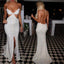 Side Slit Sequin White Backlless Sexy Bling Evening Prom Dress, BG51198