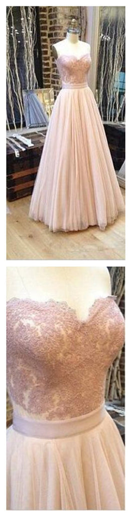 Charming Sweetheart Tulle Lace Top Evening Long Prom Dresses, BG51220 - Bubble Gown