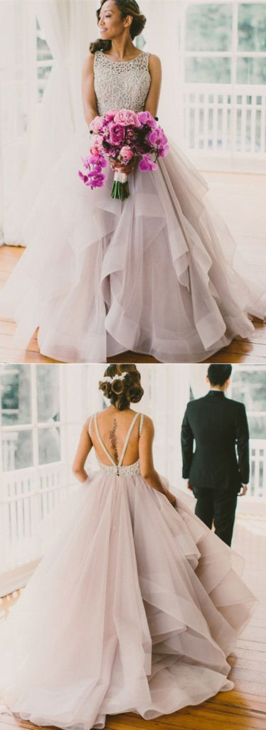 Fluffy Unique Backless Long Prom Dresses Evening Ball Gown, BG51129 - Bubble Gown