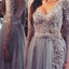 Long Sleeve Lace Backless V-Neck Long Prom Dresses, BG51135 - Bubble Gown