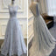 Beautiful V-Back Scoop Neck Appliques Evening Long Lace Prom Dresses, BG51205 - Bubble Gown