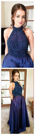 Long Cheap Custom Make Royal Blue Sleeveless Prom Dresses, BG51120 - Bubble Gown