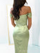 Off Shoulder Satin Mermaid Short Evening Prom Dresses, Custom Side Slit Homecoming Dress, BGS0078