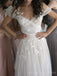 Champagne A-line Tulle Appliques Long Wedding Dresses, Custom Wedding Dress, BGS0154