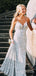 Silver Sequins Spaghetti Straps V-neck Long Mermaid Evening Prom Dresses, Custom Mermaid Prom Dress, BGS0200