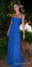 A-line Royal Blue Long Evening Prom Dresses, Custom Spaghetti Straps Prom Dresses, BGS0234
