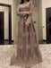 A-line Long Sleeves Black Tulle Appliques Long Evening Prom Dresses, Custom Prom Dress, BGS0135