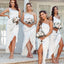 One Shoulder White Silk Satin Long Bridesmaid Dresses for Wedding Party, BN1009