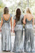 Column/Sheath Royal Blue Sequin Long Bridesmaid Dresses , BN1051