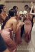 Mermaid Pink Satin Side Slit Long Bridesmaid Dresses , BN1065
