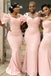 One Shoulder Pink Satin Mermaid Long Sweetheart  Bridesmaid Dresses , BN1075