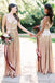 Column/Sheath Gold Sequin Spaghetti Straps Long Bridesmaid Dresses , BN1079