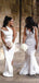 Mermaid White Satin One Shoulder Long Bridesmaid Dresses , BN1087