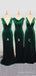 Dark Green Velvet Mermaid Long Bridesmaid Dresses, BN1101