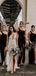 Sexy High Neck Black Satin One Shoulder Long Bridesmaid Dresses , BN1104