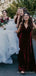 Burgundy Velvet V-neck Long Bridesmaid Dresses, BN1105