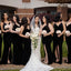 Spaghetti Straps Black Velvet Long Mermaid Bridesmaid Dresses, BN1108