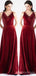 Spaghetti Straps Sheath/Column Velvet Cowl Neck Long Bridesmaid Dresses, BN1112