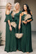 Mismatched Dark Green Chiffon A-line Long Custom Bridesmaid Dresses , BN1299