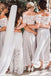 A-line Off Shoulder Two Pieces Short Custom Bridesmaid Dresses , BN1308