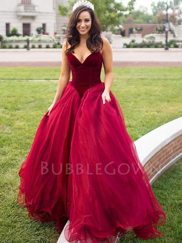 A-Line Open Back Red Evening Long Prom Dresses, MR7013