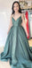 A-Line Spaghetti Straps Side satin Cheap Evening Dresses,Long Prom dresses, MR7019