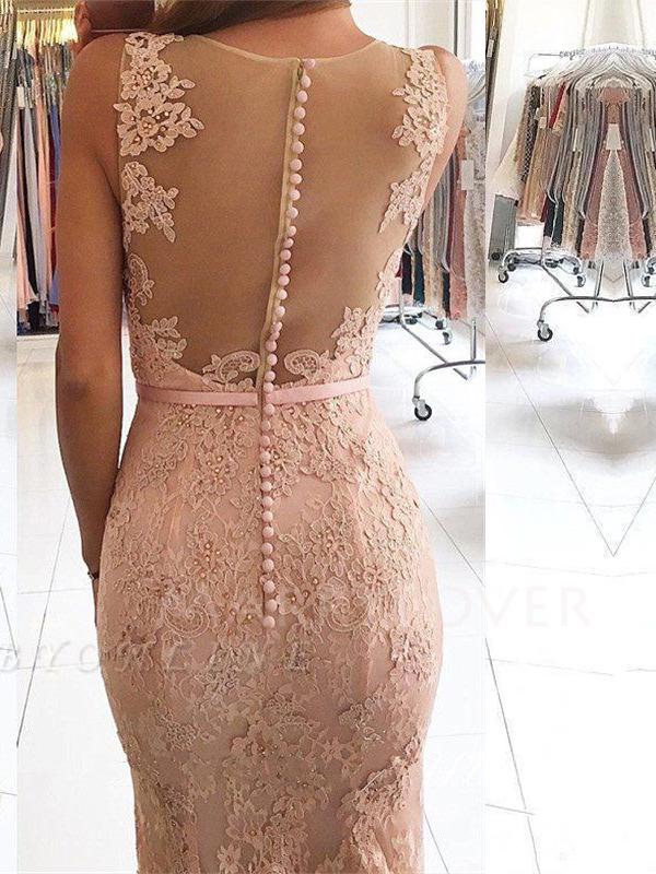 Sexy Backless Mermaid Lace Long Evening Prom Dresses, MR7056