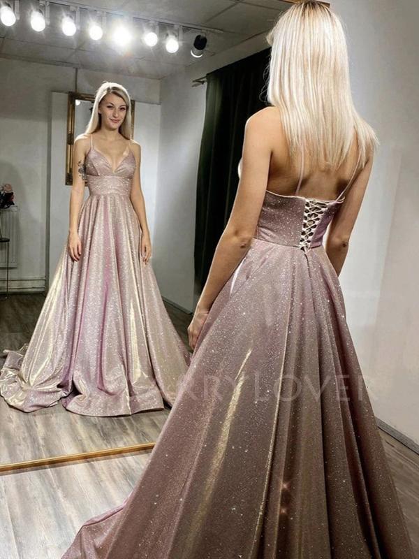 prom dress sex Sex Backless A-Line Sparkle Long Evening Prom Dresses, MR7062 – BubbleGowns