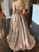 A-Line Backless Sparkle Long Evening Prom Dresses, Cheap Custom Dresses,MR7066