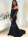 Sexy Off Shoulder Lace Mermaid Long Evening Prom Dresses With Sleeves, MR7078