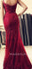 Lace Mermaid Spaghetti Straps Long Evening Prom Dresses, MR7082
