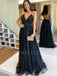 Sexy Backless Deep V neck Long Evening Prom Dresses, MR7123