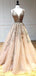 V Neck A-line Tulle Long Evening Prom Dresses, Evening Party Prom Dresses, MR7138